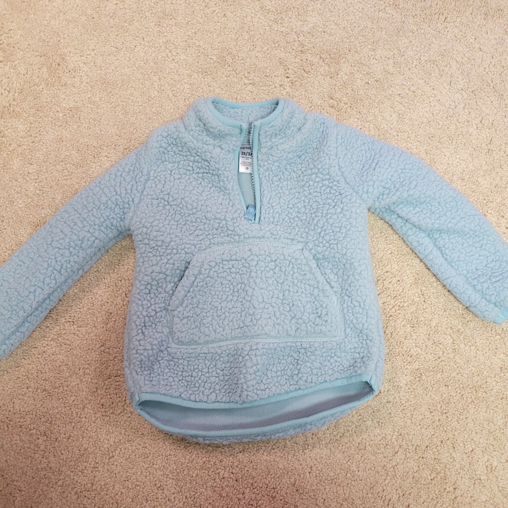 Carter's Light Blue Sherpa Fleece Pullover, Size 3T